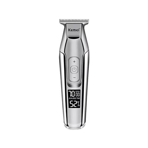 Maquina Cortadora de Pelo KM-5027 Kemei Trimmer Con Display Plateada - 0