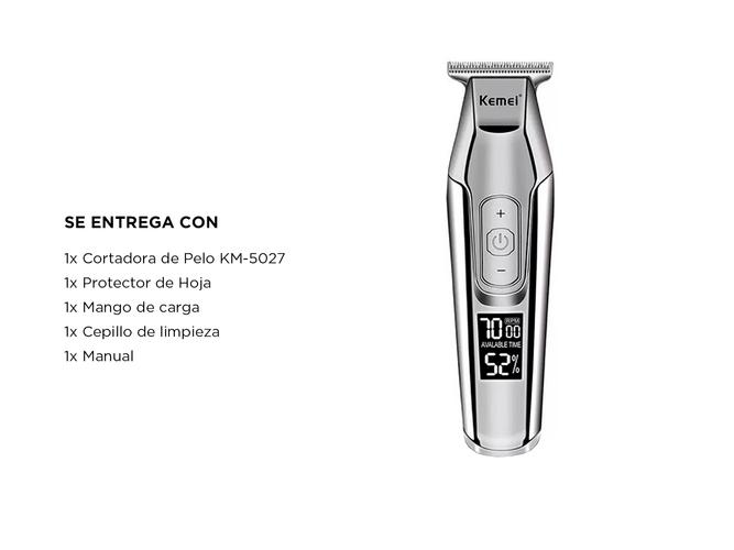 Maquina Cortadora de Pelo KM-5027 Kemei Trimmer Con Display Plateada - 6