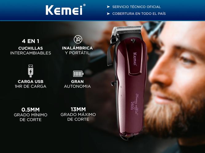 Maquina Cortadora de Pelo KM-2600 Kemei Profesional Bordó 240v - 1