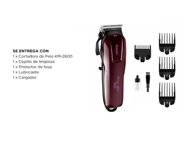 Maquina Cortadora de Pelo KM-2600 Kemei Profesional Bordó 240v - 5