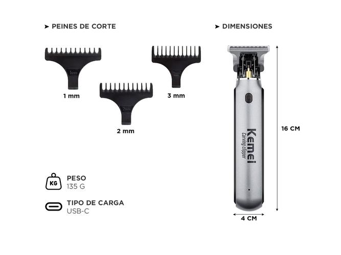 Cortadora de Pelo Profesional KEMEI KM-1757 Recargable - 4