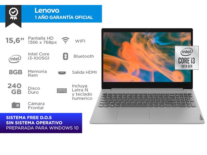 Notebook Lenovo Ideapad 3 Intel Core i3-1005G1 8gb sSD 240GB HDD 1tb 15,6 Pulgadas - 1