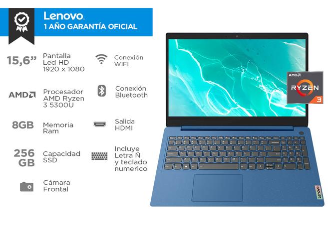 Notebook Lenovo IdeaPad 3 Ryzen 3 ram 8GB  SSD 256GB Windows 11 - 1