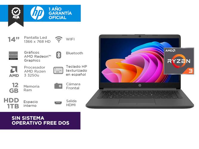Notebook Hp 245 Amd Ryzen 3 3250u G8 14 Hd 1tb 12gb - 1