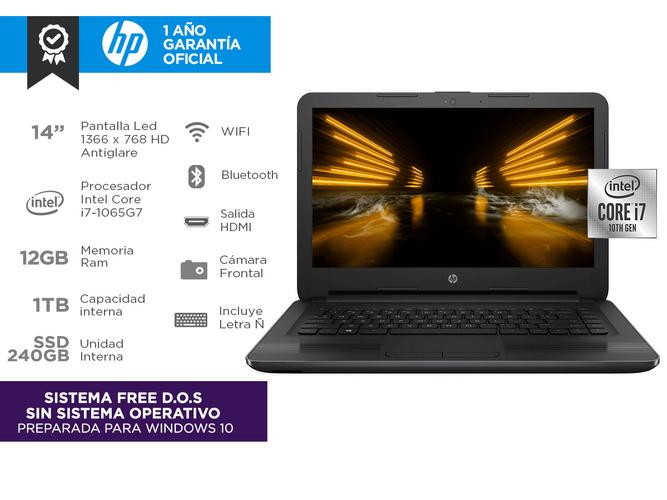 Notebook Hp 240 G7 Intel Core I7 12gb ssd 240gb 1tb 14 Pulgadas - 1