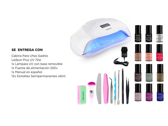 Cabina Para Uñas Gadnic Ledsun Plus UV 72w + 12 Esmaltes - 6