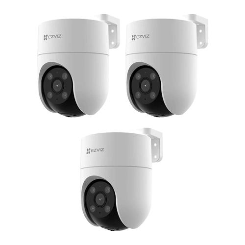 Kit Cámara de Seguridad IP Ezviz WiFi 2 mp FHD H8C Domo Color Vista 360 x 3 unidades - 0