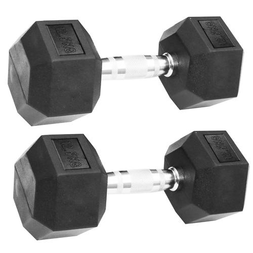 Mancuernas Hexagonales Gadnic Fit 12,5KG Goma 25kg Totales - 0