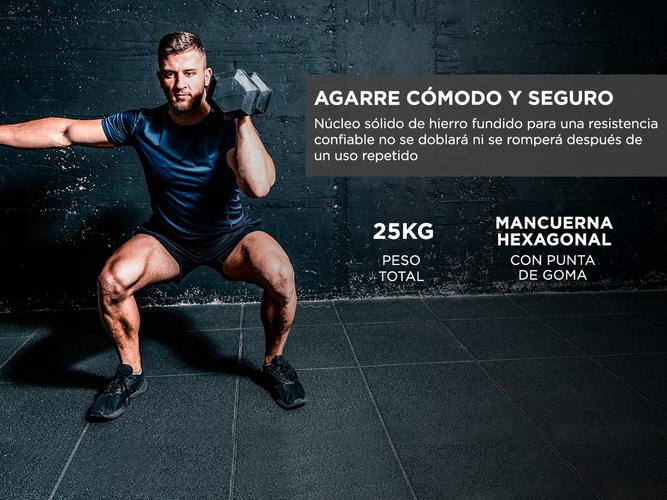 Mancuernas Hexagonales Gadnic Fit 12,5KG Goma 25kg Totales - 3