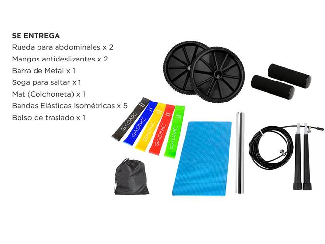 Kit Entrenamiento Ruedas Abs + Soga + Bandas Elasticas - 6