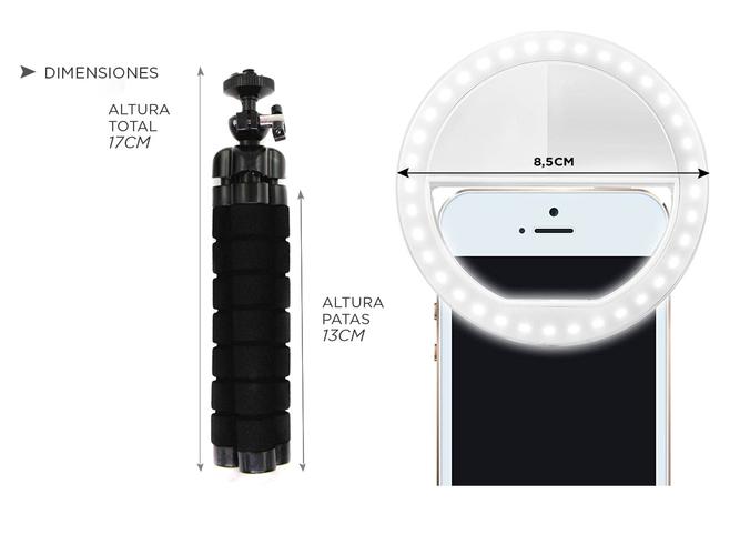 Kit Selfie Aro de Luz Led + Tripode Celular 17cm Gadnic - 5