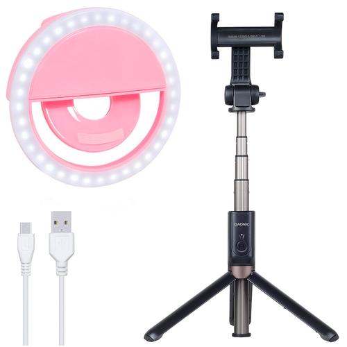 Kit Aro de Luz Led +  Selfie Stick Bluetooth Tripode Celular Gadnic - 0
