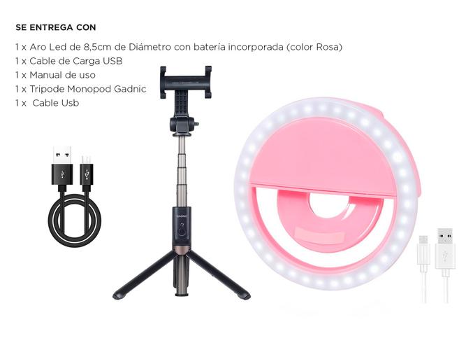 Kit Aro de Luz Led +  Selfie Stick Bluetooth Tripode Celular Gadnic - 6