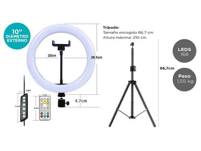 Aro Iluminador Led Rgb Gadnic 25cm 10 - 5