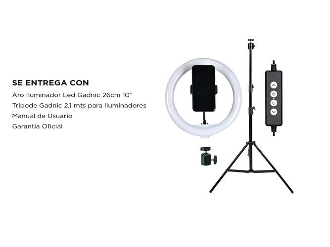  Aro Iluminador Led Gadnic 26cm 10 + Tripode Gadnic 2,1 mts para Iluminadores   - 5