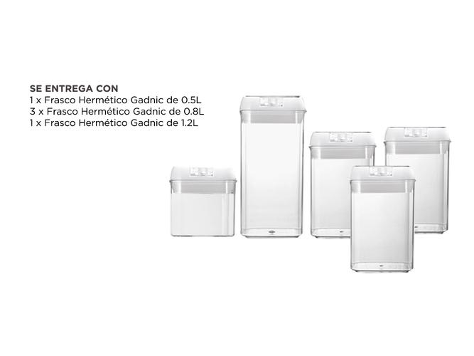 Kit x 5 Frascos Variados con Cierre Hermético Gadnic - 5