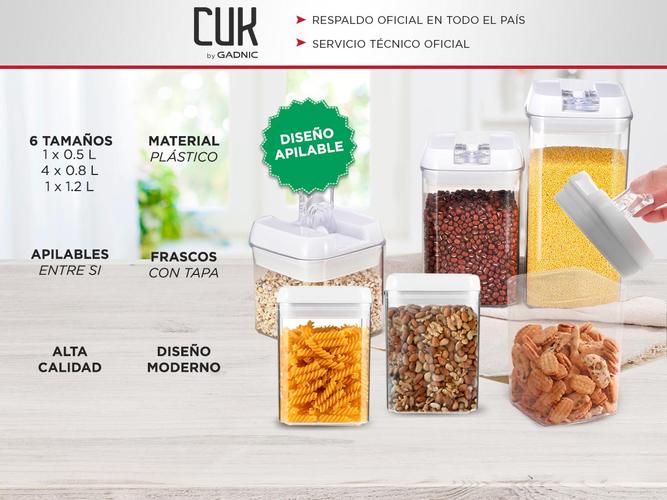 Kit x 6 Frascos Variados Cierre Hermético Gadnic - 1