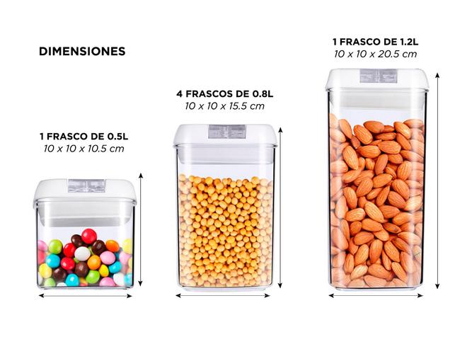 Kit x 6 Frascos Variados Cierre Hermético Gadnic - 4