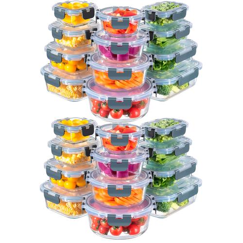 Set x24 Taper Contenedor Hermético De Vidrio Gadnic Apto Microondas Horno Freezer Heladera Usado - 0