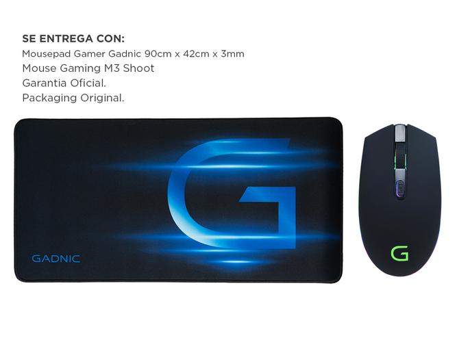 Kit Gamer Mouse RGB M3 Shoot Usb Gadnic + Mousepad Extra Large Speed Gadnic - 6