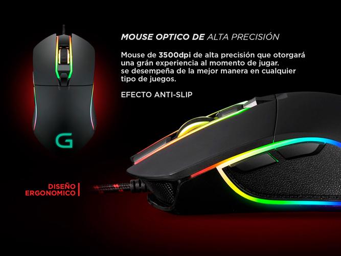 Kit Gamer Mouse RGB M8 6 Botones Usb Gadnic + Mousepad Large Speed Gadnic - 3