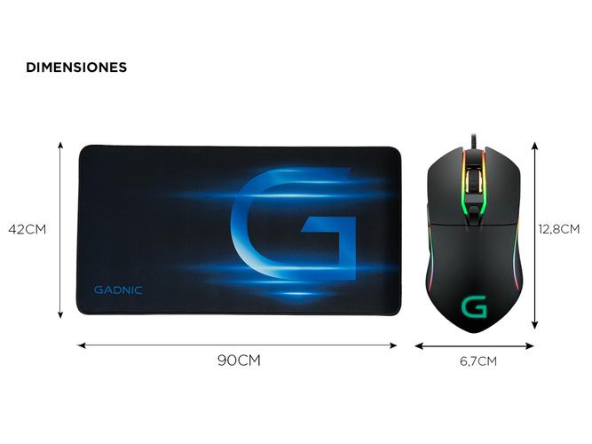 Kit Gamer Mouse RGB M8 6 Botones Usb Gadnic + Mousepad Large Speed Gadnic - 5