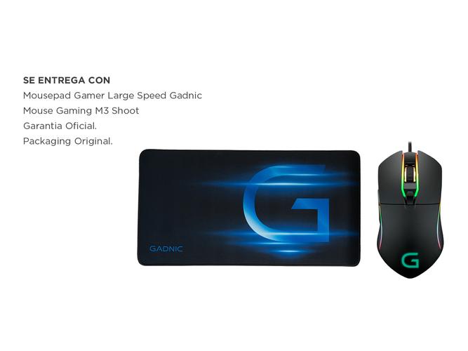 Kit Gamer Mouse RGB M8 6 Botones Usb Gadnic + Mousepad Large Speed Gadnic - 6