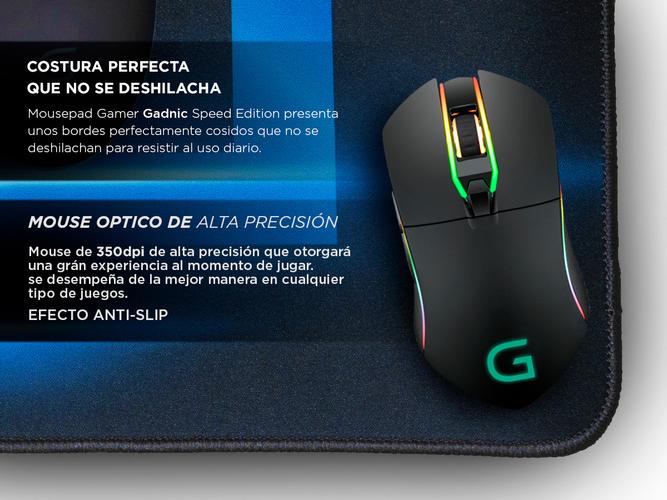 Kit Gamer Mouse RGB M8 6 Botones Usb Gadnic + Mousepad Extra Large Speed Gadnic - 3