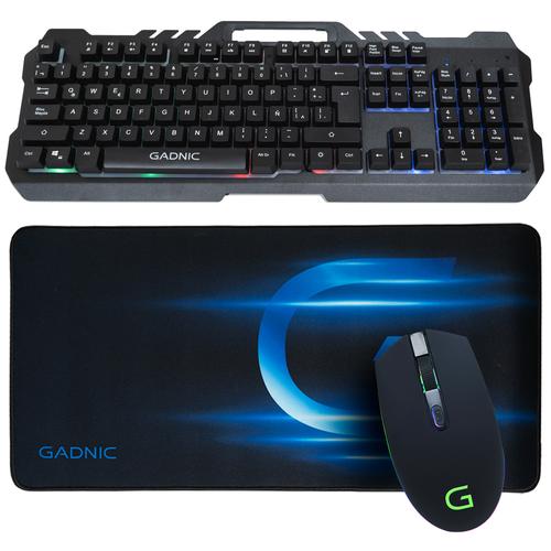 Kit Gamer Teclado Retroiluminado + Mouse RGB + Mousepad XL Gadnic - 0
