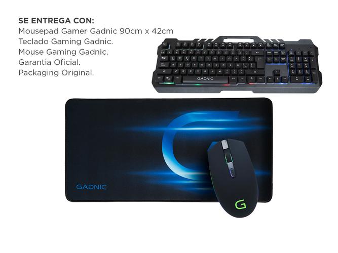 Kit Gamer Teclado Retroiluminado + Mouse RGB + Mousepad XL Gadnic - 6