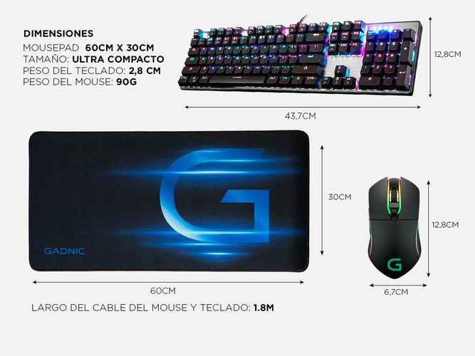 Kit Teclado Mecanico RGB + Mouse RGB + Pad Large Gadnic - 5