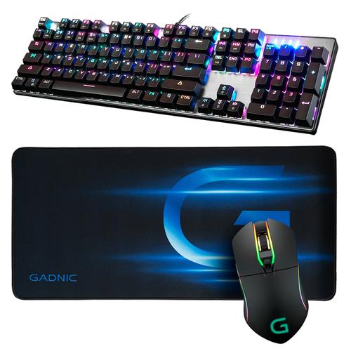  Kit Teclado Mecanico RGB + Mouse RGB + Pad Extra Large Gadnic - 0
