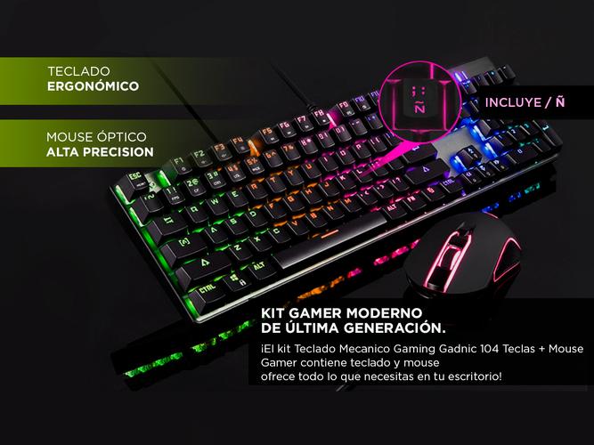  Kit Teclado Mecanico RGB + Mouse RGB + Pad Extra Large Gadnic - 2