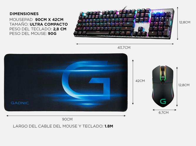 Kit Teclado Mecanico RGB + Mouse RGB + Pad Extra Large Gadnic - 5
