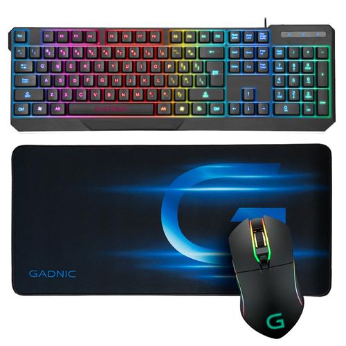 Kit Gamer Teclado Retroiluminado + Mouse RGB Gamer + Mousepad Extra Large Gadnic - 0