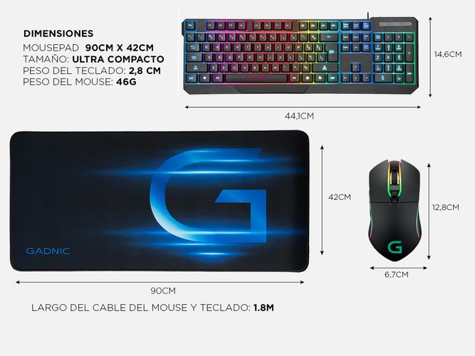 Kit Gamer Teclado Retroiluminado + Mouse RGB Gamer + Mousepad Extra Large Gadnic - 5