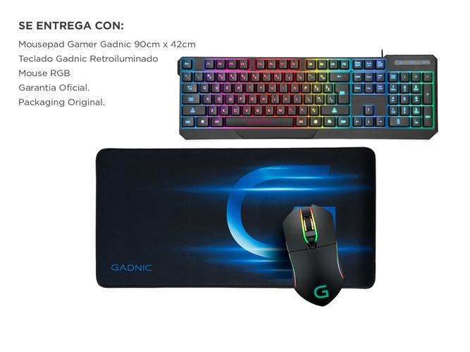 Kit Gamer Teclado Retroiluminado + Mouse RGB Gamer + Mousepad Extra Large Gadnic - 6