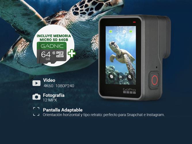 Cámara Deportiva GoPro Hero 7 Black + MicroSD Gadnic 64GB - 2