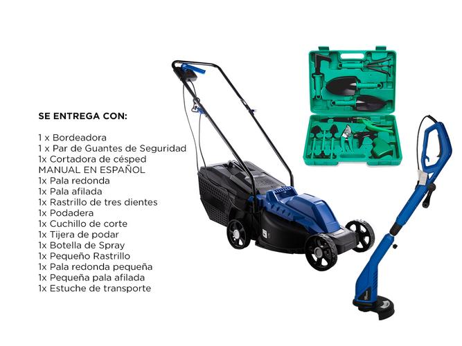 Kit jardinería Gadnic Bordeadora + Cortadora de Pasto + Set de Herramientas - 6