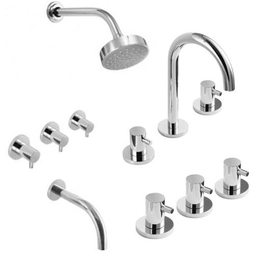 Grifería Hidromet Mini Kit Baño Completo Cierre Cerámico Lavatorio Bidet y Ducha - 0