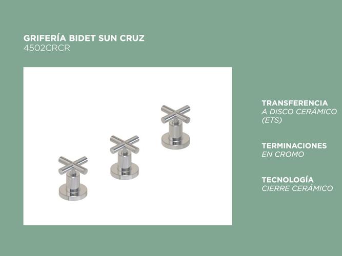 Grifería Hidromet Sun Cruz Kit Baño Completo Cierre Cerámico Lavatorio Bidet y Ducha 20cm - 3
