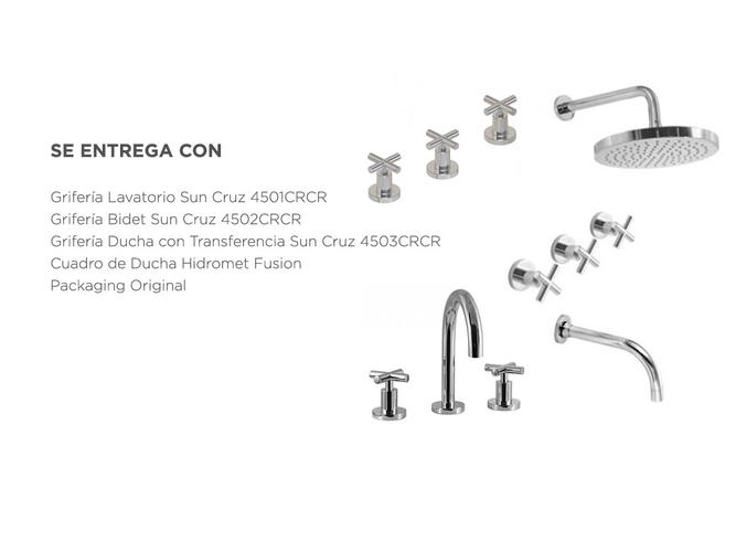 Grifería Hidromet Sun Cruz Kit Baño Completo Cierre Cerámico Lavatorio Bidet y Ducha 20cm - 6