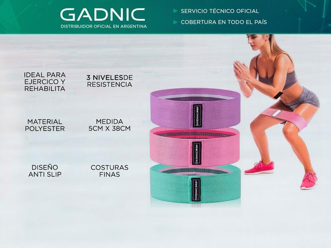 Kit x6 Bandas Elásticas Gadnic Fit Polyester de Resistencia Circulares Isométricas  Bolso - 1