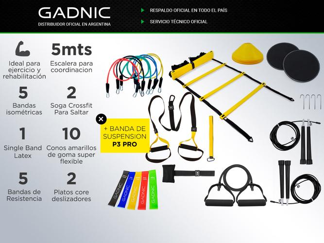 Kit Entrenamiento Gadnic Funcional Gym Fitnes Bandas + Escalera + Accesorios - 1