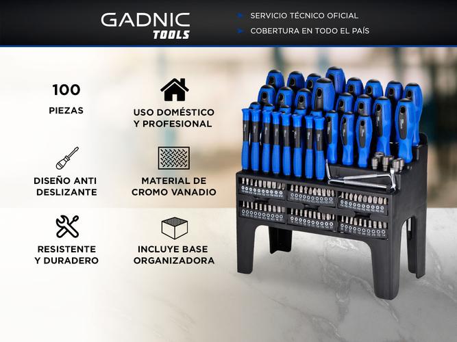 Kit de Herramientas Gadnic 100 Piezas Destornilladores + Base Organizadora - 1