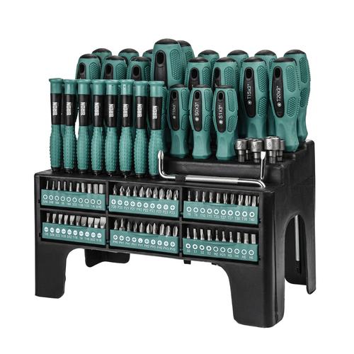 Kit Herramientas 100 Piezas BRON by Gadnic Destornilladores Crique Puntas Tubos Soporte Organizador Completo - 0