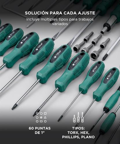 Kit Herramientas 100 Piezas BRON by Gadnic Destornilladores Crique Puntas Tubos Soporte Organizador Completo - 2