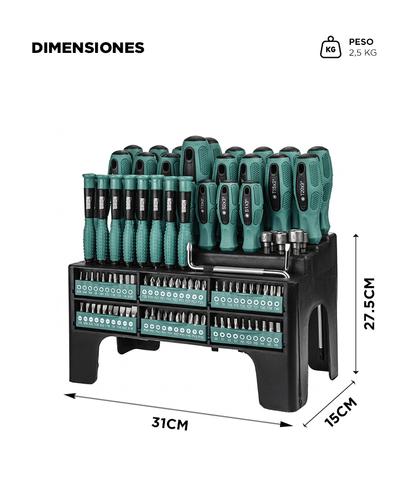 Kit Herramientas 100 Piezas BRON by Gadnic Destornilladores Crique Puntas Tubos Soporte Organizador Completo - 5