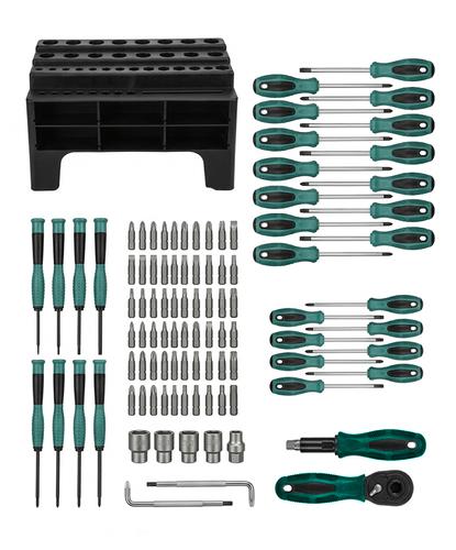 Kit Herramientas 100 Piezas BRON by Gadnic Destornilladores Crique Puntas Tubos Soporte Organizador Completo - 6