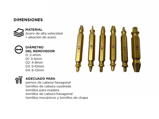 Set Extractor De Tornillos Gadnic 6 En 1 Alta Calidad - 3